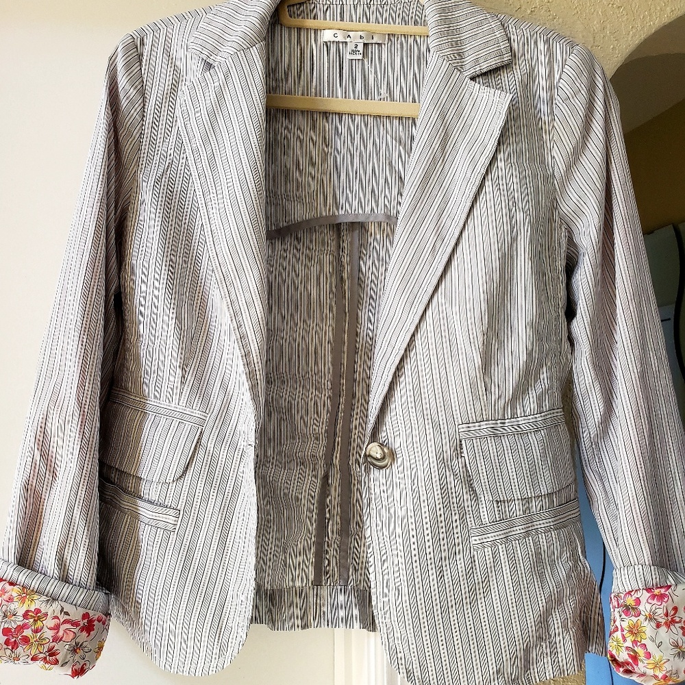 Striped Gray Women's Blazer